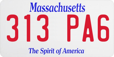 MA license plate 313PA6