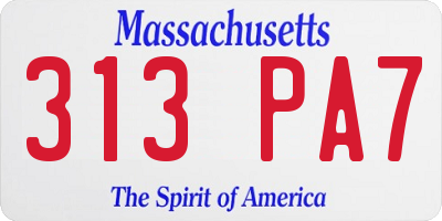 MA license plate 313PA7