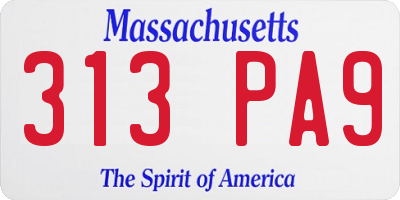 MA license plate 313PA9