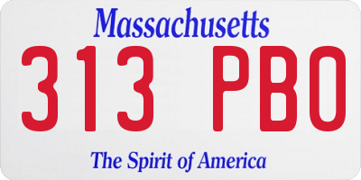 MA license plate 313PB0