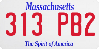 MA license plate 313PB2
