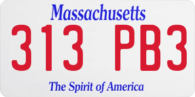 MA license plate 313PB3