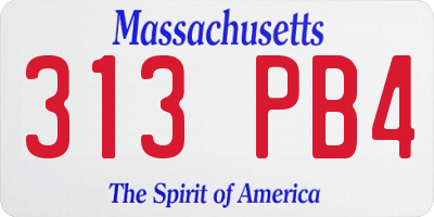 MA license plate 313PB4