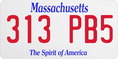 MA license plate 313PB5