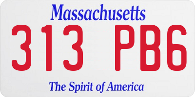 MA license plate 313PB6
