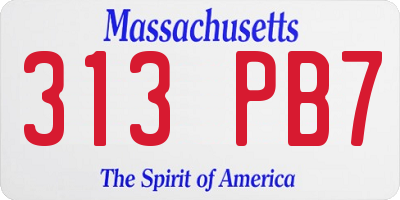 MA license plate 313PB7