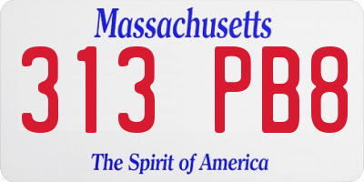 MA license plate 313PB8
