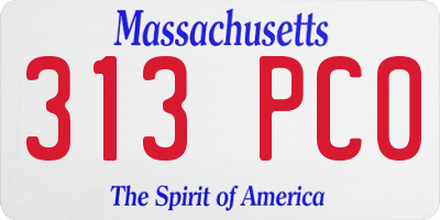 MA license plate 313PC0