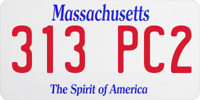 MA license plate 313PC2
