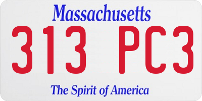 MA license plate 313PC3