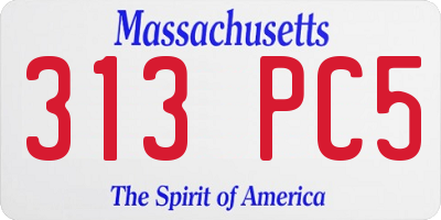 MA license plate 313PC5