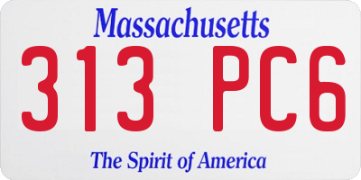 MA license plate 313PC6