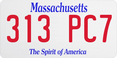 MA license plate 313PC7