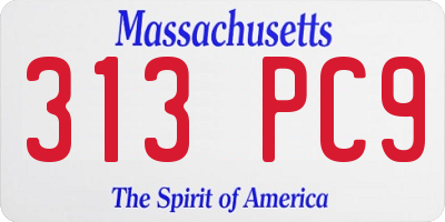 MA license plate 313PC9