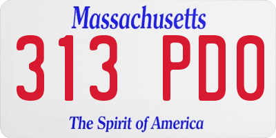 MA license plate 313PD0