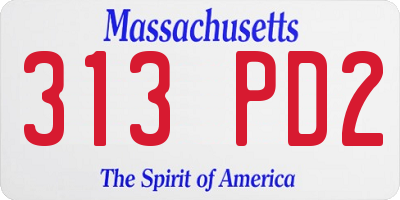 MA license plate 313PD2