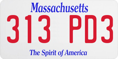 MA license plate 313PD3