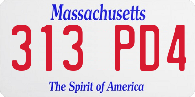 MA license plate 313PD4