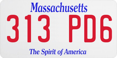 MA license plate 313PD6