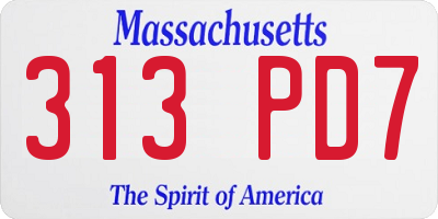 MA license plate 313PD7