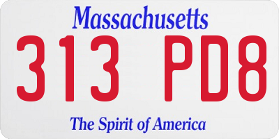 MA license plate 313PD8