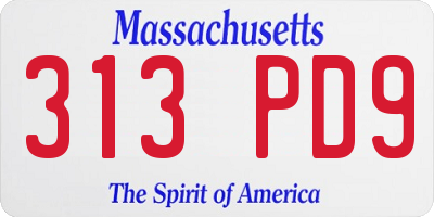 MA license plate 313PD9