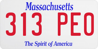 MA license plate 313PE0