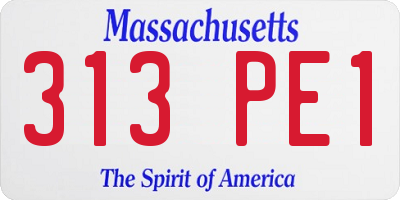 MA license plate 313PE1