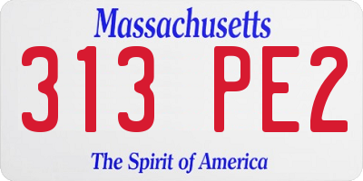 MA license plate 313PE2