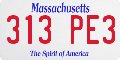 MA license plate 313PE3