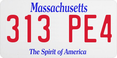MA license plate 313PE4