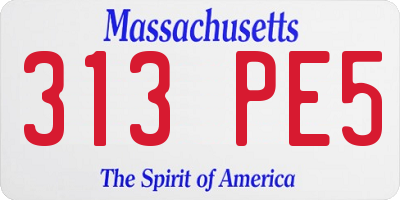 MA license plate 313PE5