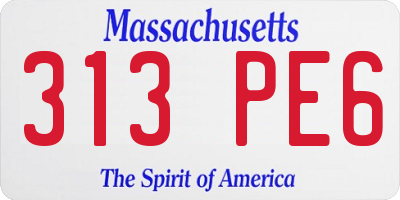 MA license plate 313PE6