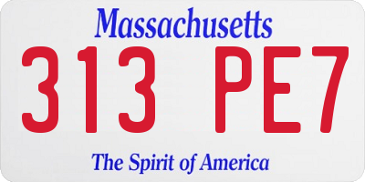 MA license plate 313PE7