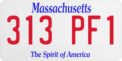 MA license plate 313PF1