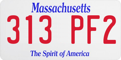 MA license plate 313PF2