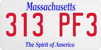 MA license plate 313PF3