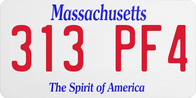 MA license plate 313PF4