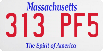 MA license plate 313PF5