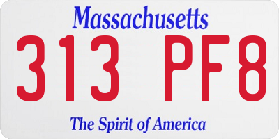 MA license plate 313PF8