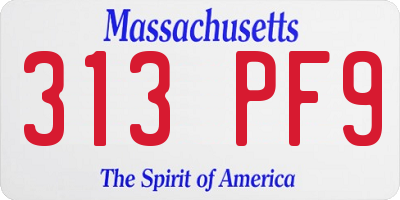 MA license plate 313PF9