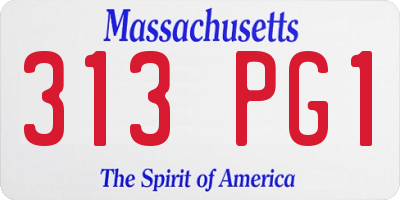 MA license plate 313PG1