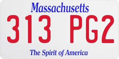 MA license plate 313PG2
