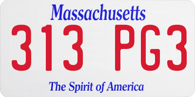MA license plate 313PG3