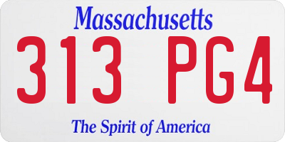 MA license plate 313PG4
