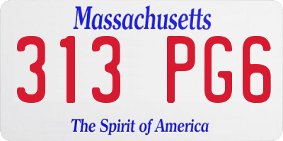 MA license plate 313PG6