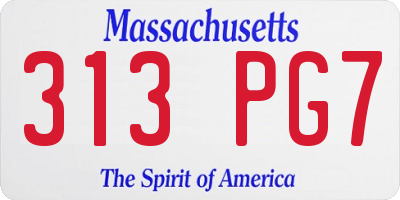 MA license plate 313PG7