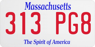 MA license plate 313PG8