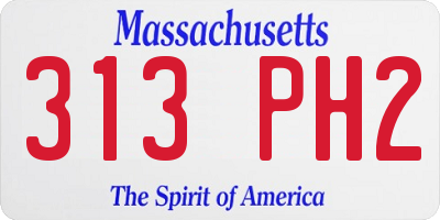 MA license plate 313PH2