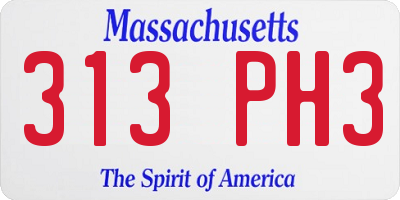 MA license plate 313PH3